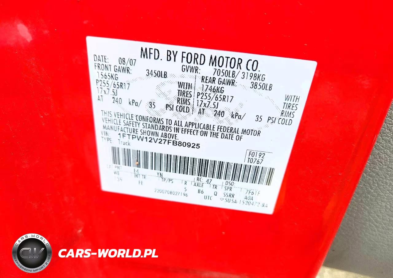 2007 Ford F150 Supercrew VIN:1FTPW12V27FB80925 - 12
