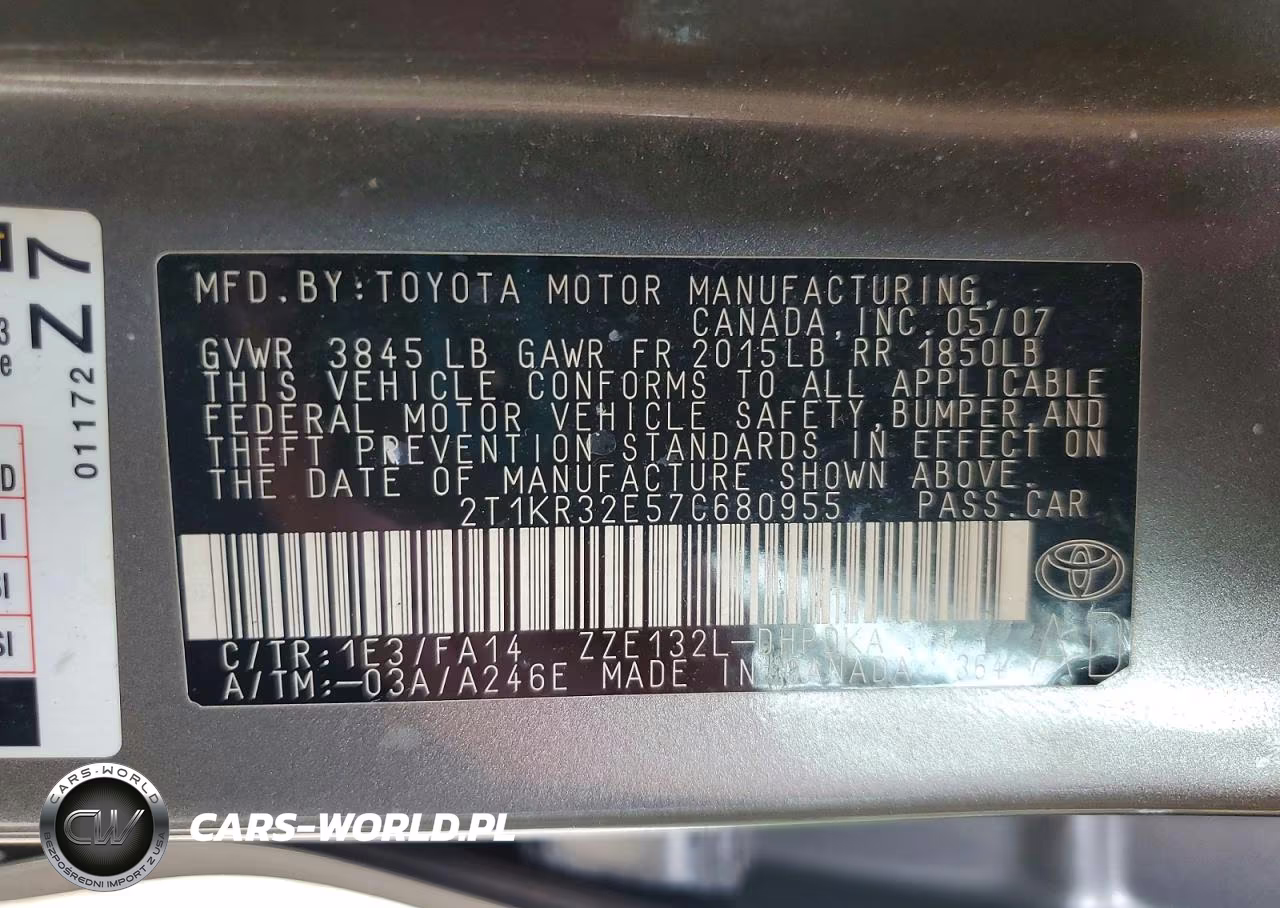 2007 Toyota Matrix Base VIN:2T1KR32E57C680955 - 12