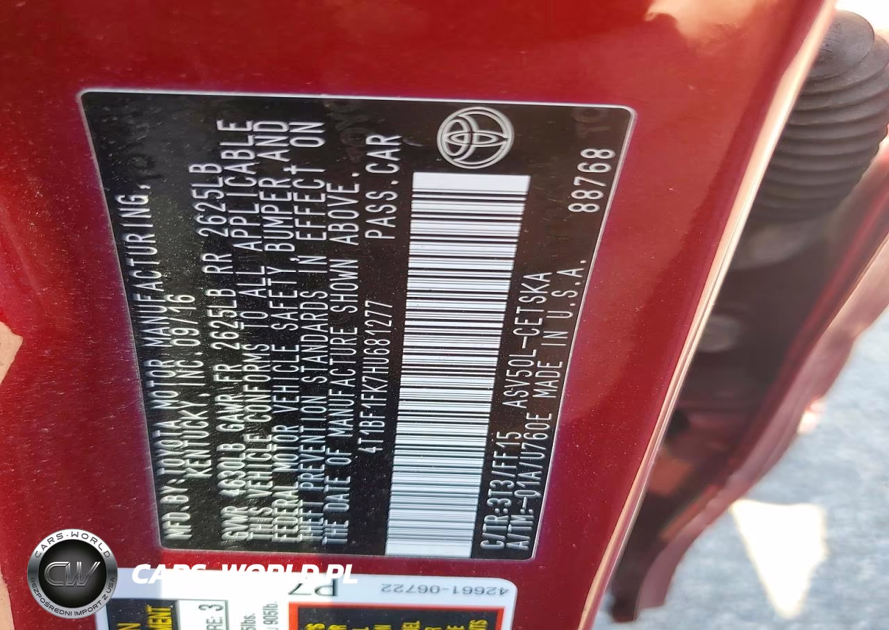 2017 Toyota Camry Se VIN:4T1BF1FK7HU681277 - 12