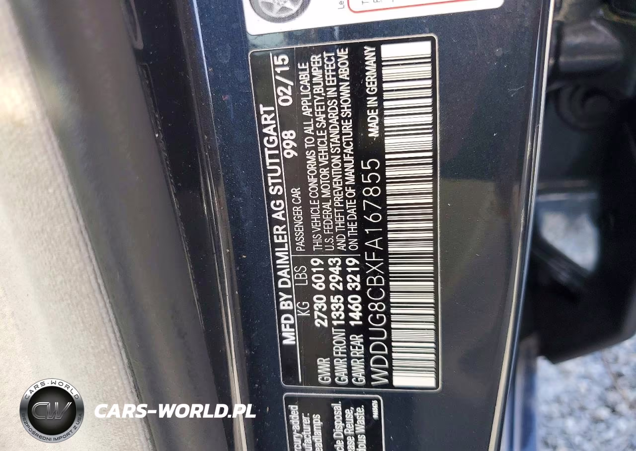 2015 Mercedes-Benz S 550 VIN:WDDUG8CBXFA167855 - 12