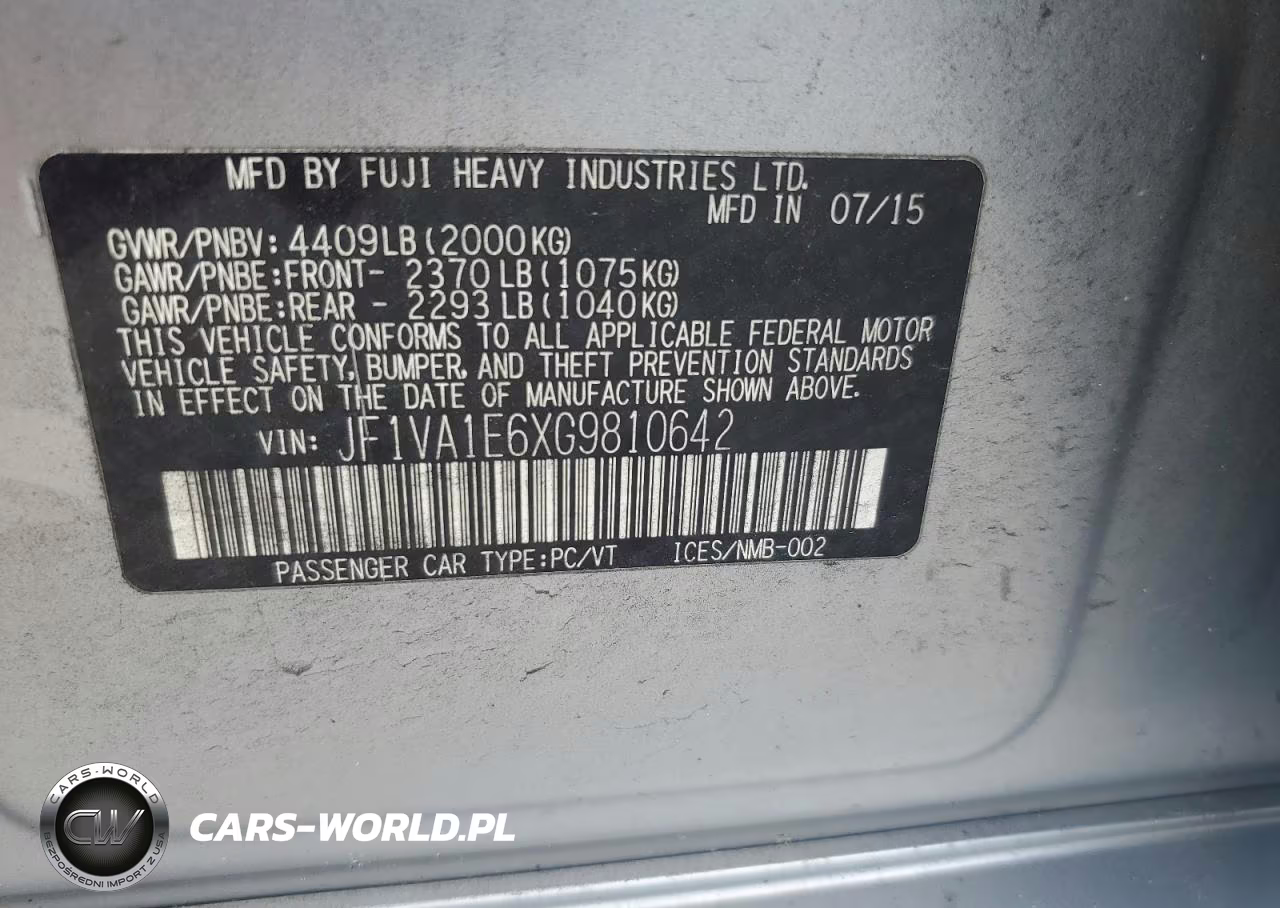 2016 Subaru Wrx Premium VIN:JF1VA1E6XG9810642 - 12