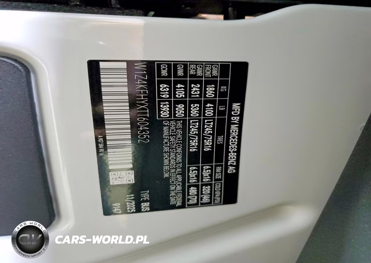 2026 Mercedes-Benz Sprinter 2500 VIN:W1Z4KFHYXTT604352 - 13