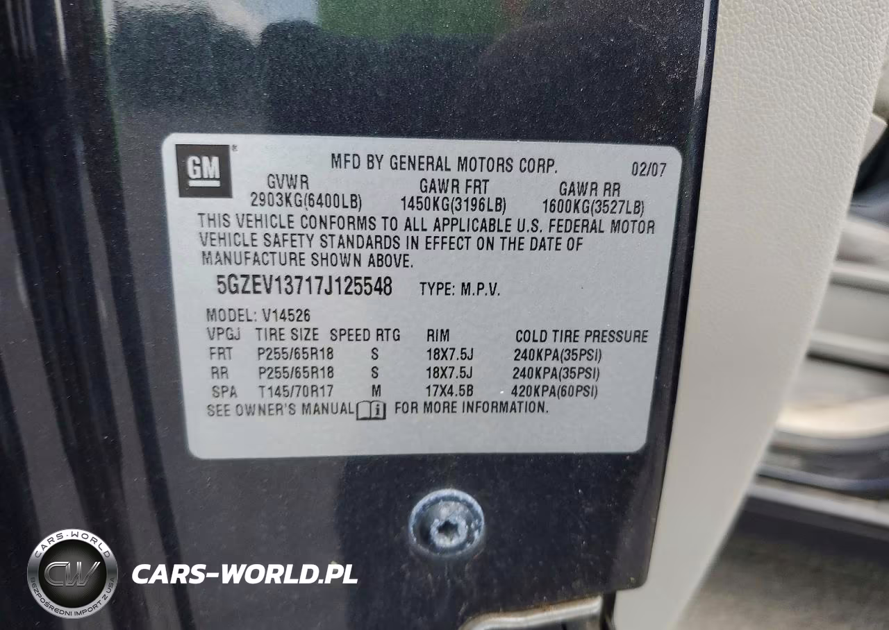2007 Saturn Outlook Xe VIN:5GZEV13717J125548 - 12