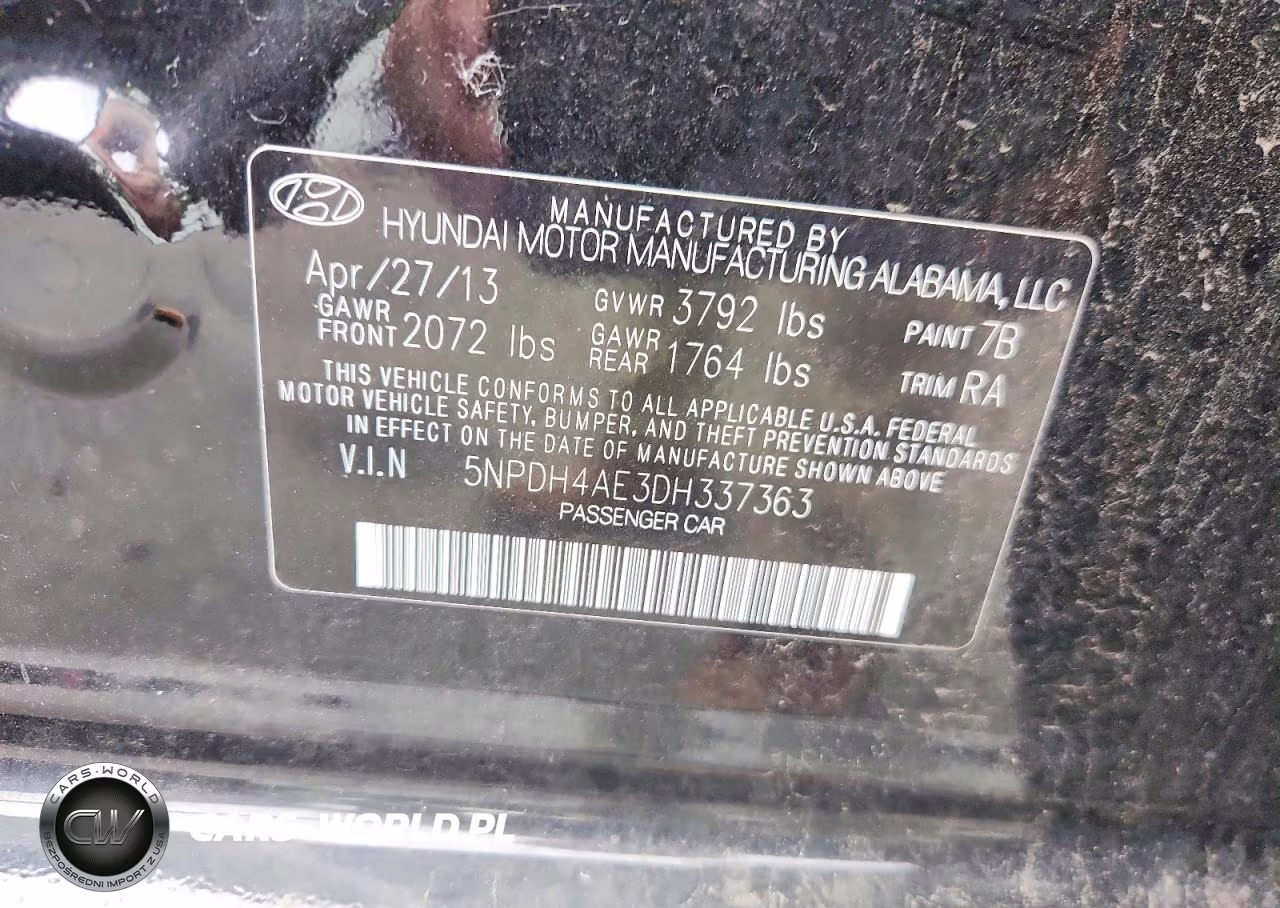 2013 Hyundai Elantra Gls VIN:5NPDH4AE3DH337363 - 12