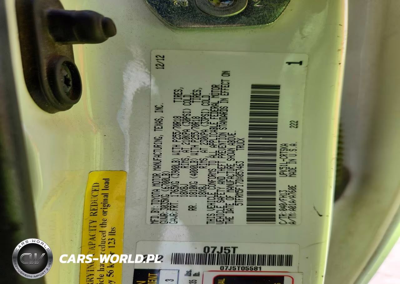 2013 Toyota Tundra Double Cab Sr5 VIN:5TFRM5F17DX057463 - 12