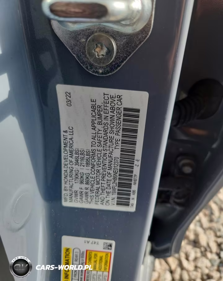 2022 Honda Civic Sport VIN:19XFL2H86NE012370 - 12