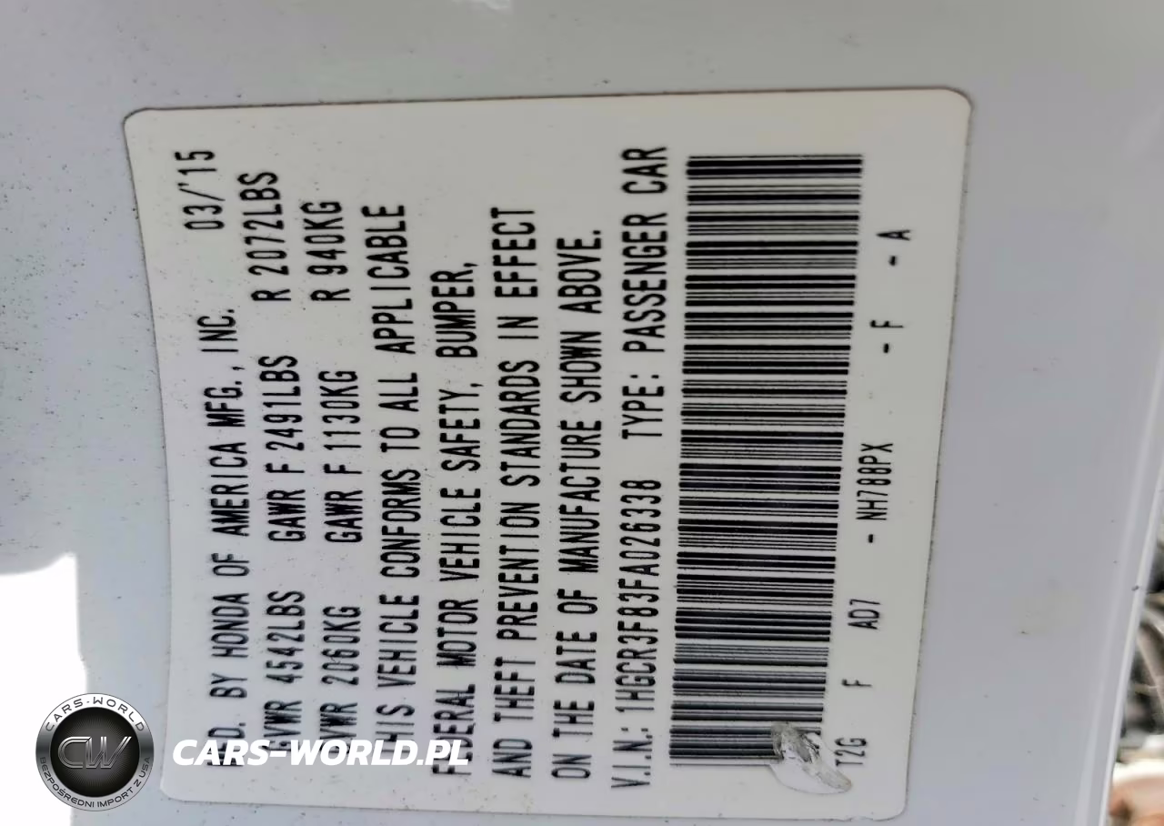2015 Honda Accord Exl VIN:1HGCR3F83FA026338 - 12
