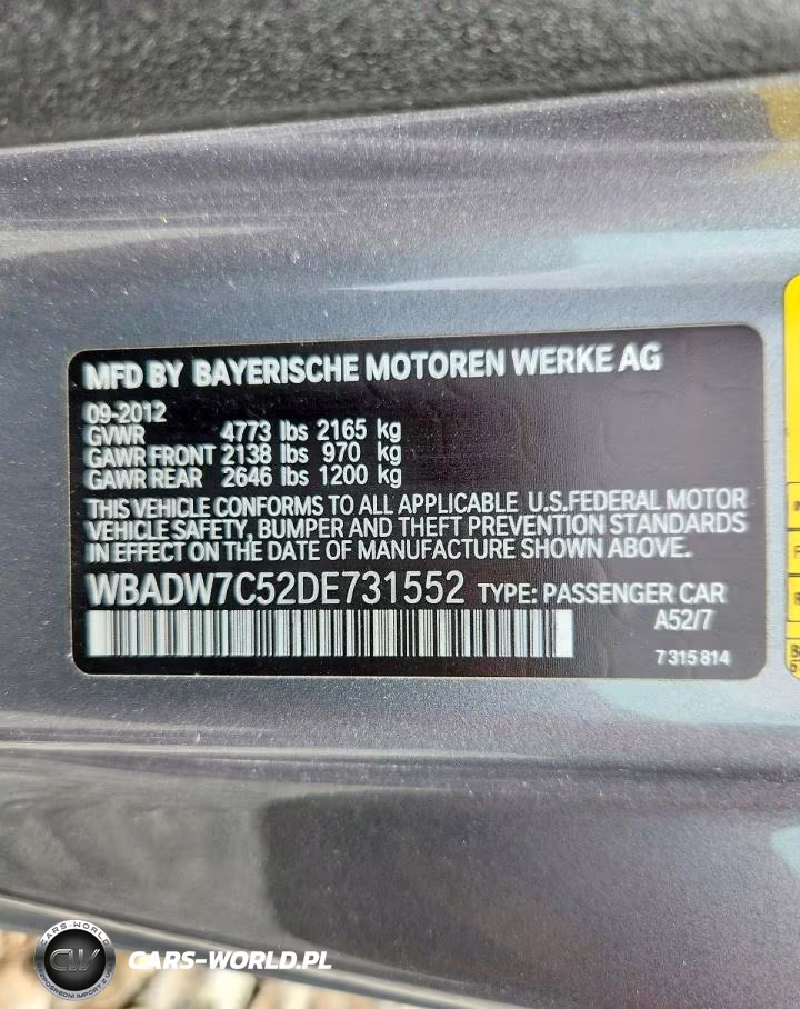 2013 BMW 328 I Sulev VIN:WBADW7C52DE731552 - 12