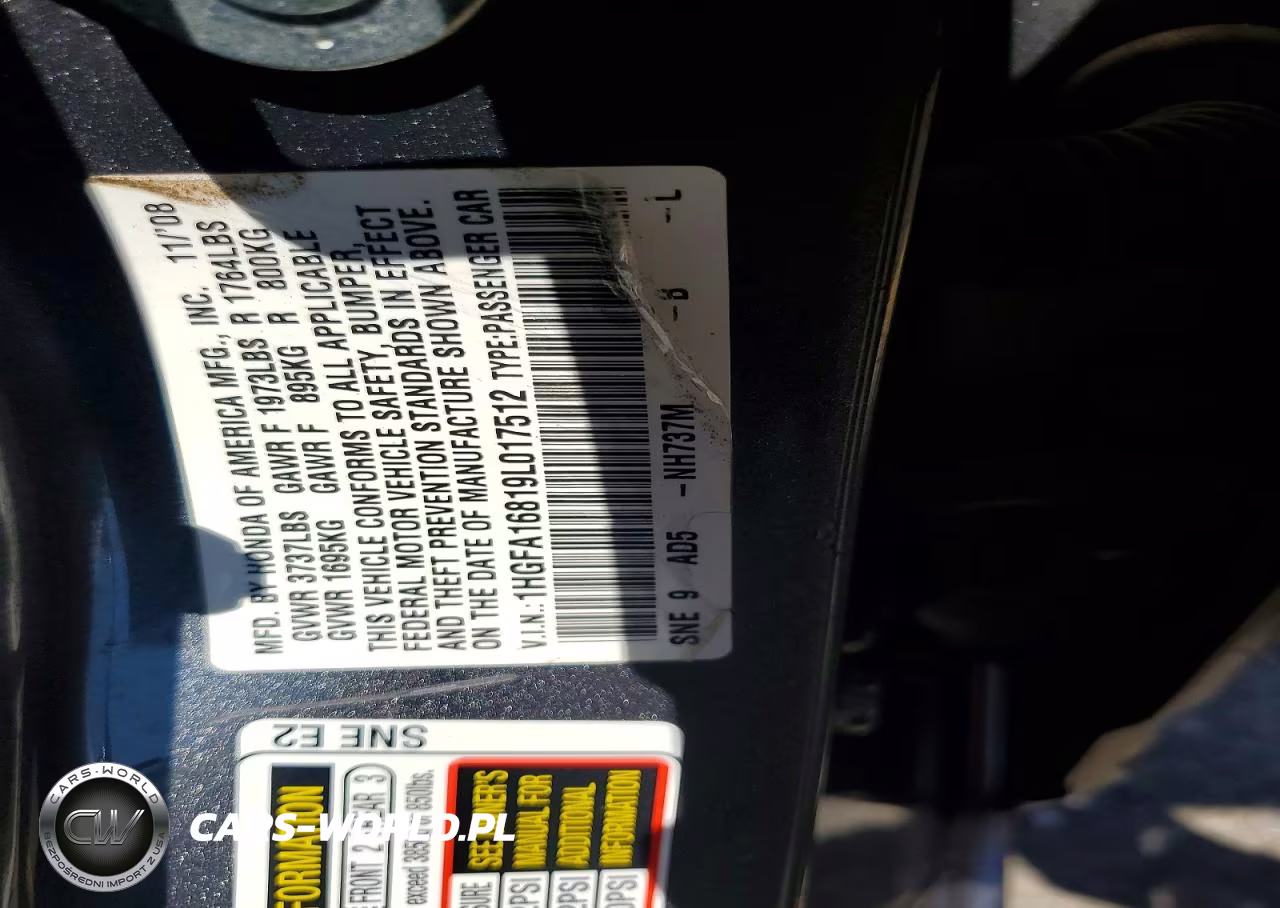 2009 Honda Civic Ex VIN:1HGFA16819L017512 - 12