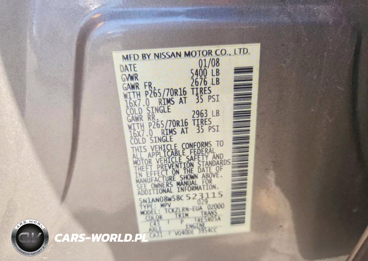 2008 Nissan Xterra X VIN:5N1AN08W58C523115 - 13