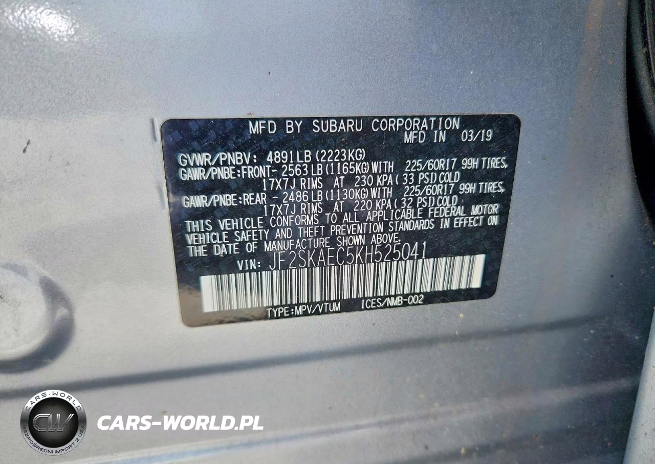 2019 Subaru Forester Premium VIN:JF2SKAEC5KH525041 - 13