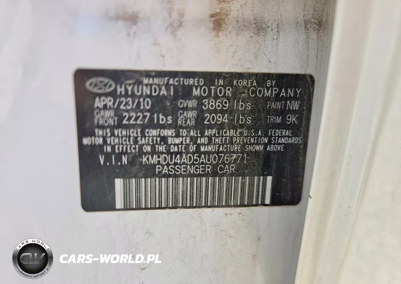 2010 Hyundai Elantra Gls VIN:KMHDU4AD5AU076771 - 13