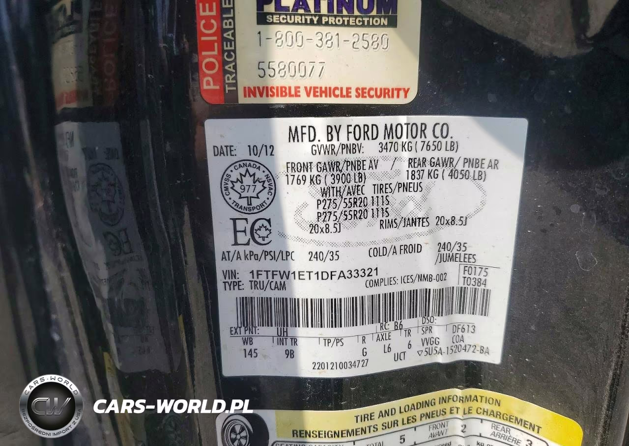 2013 Ford F150 Supercrew VIN:1FTFW1ET1DFA33321 - 12