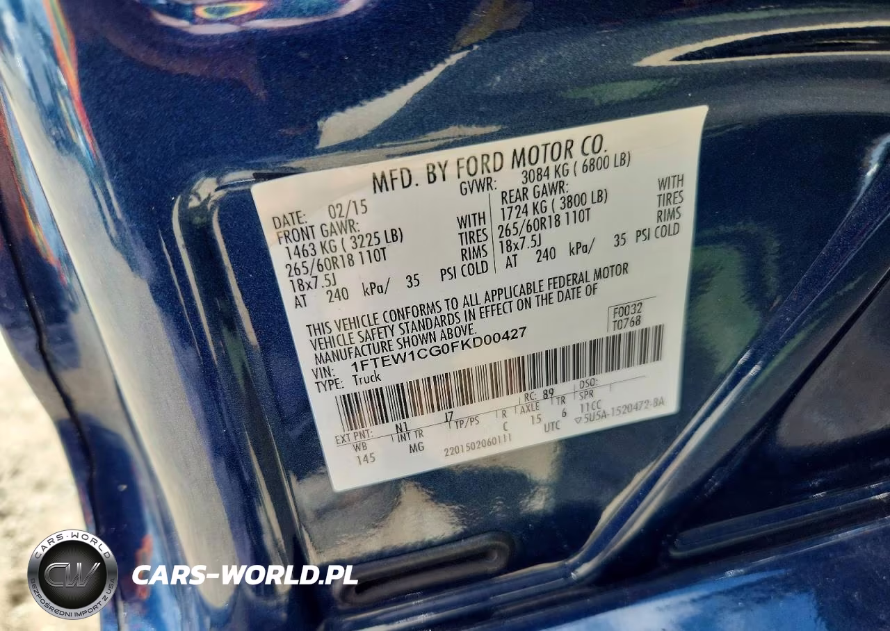 2015 Ford F150 Supercrew VIN:1FTEW1CG0FKD00427 - 12