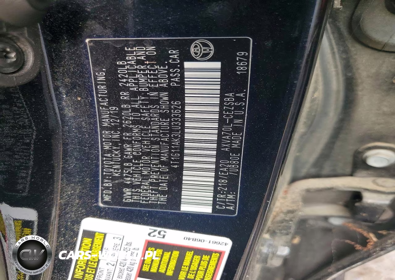 2020 Toyota Camry Se VIN:4T1G11AK3LU333626 - 12