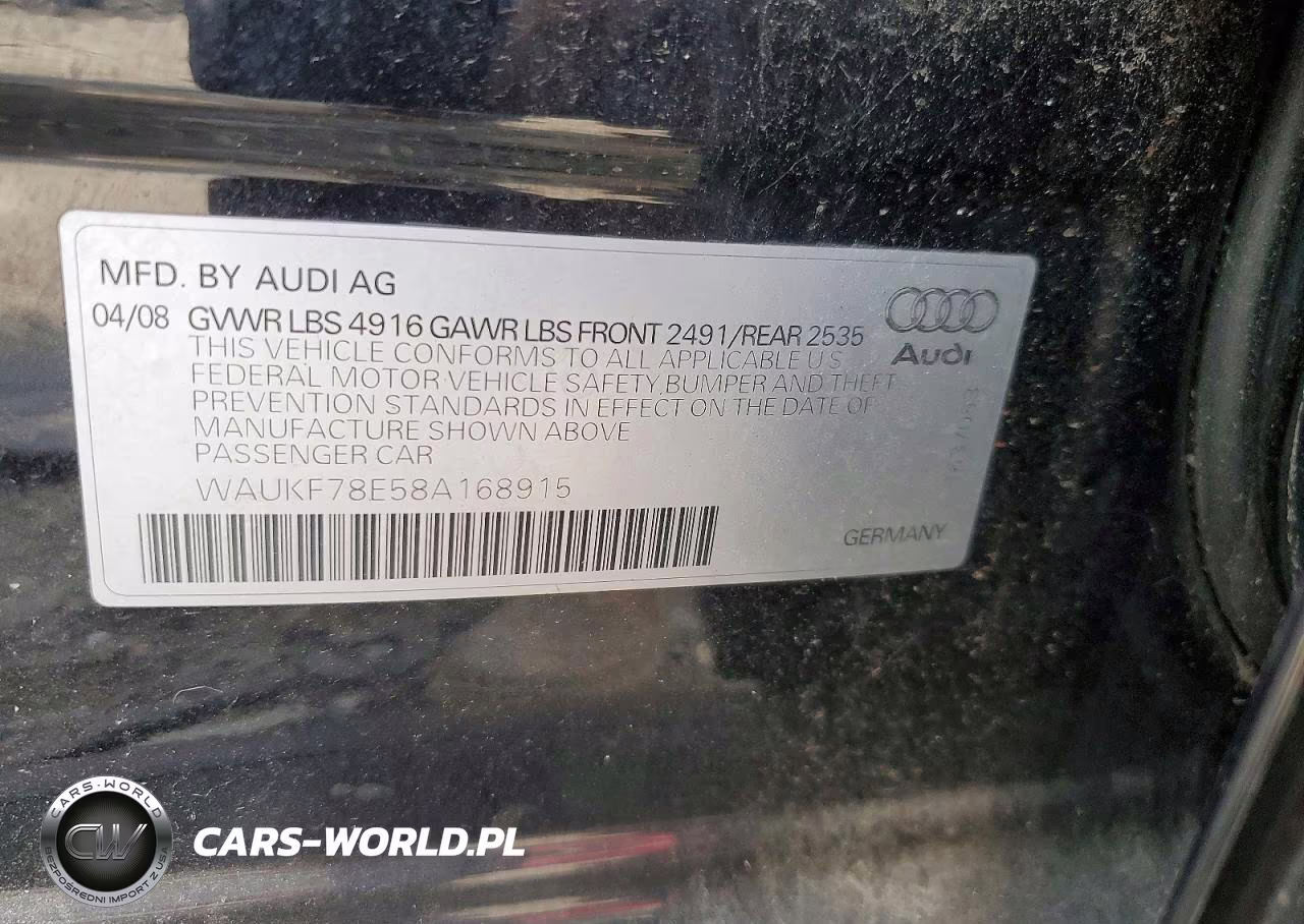 2008 Audi A4 2.0T Avant Quattro VIN:WAUKF78E58A168915 - 12