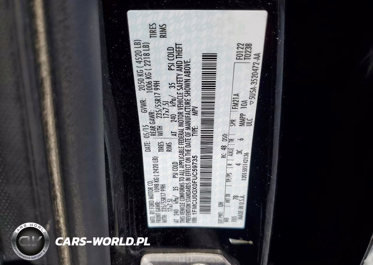 2015 Ford Escape Se VIN:1FMCU0GX0FUC59735 - 13