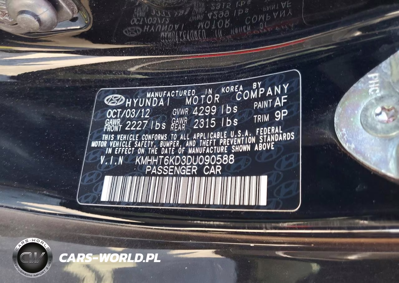 2013 Hyundai Genesis Coupe 2.0T VIN:KMHHT6KD3DU090588 - 12