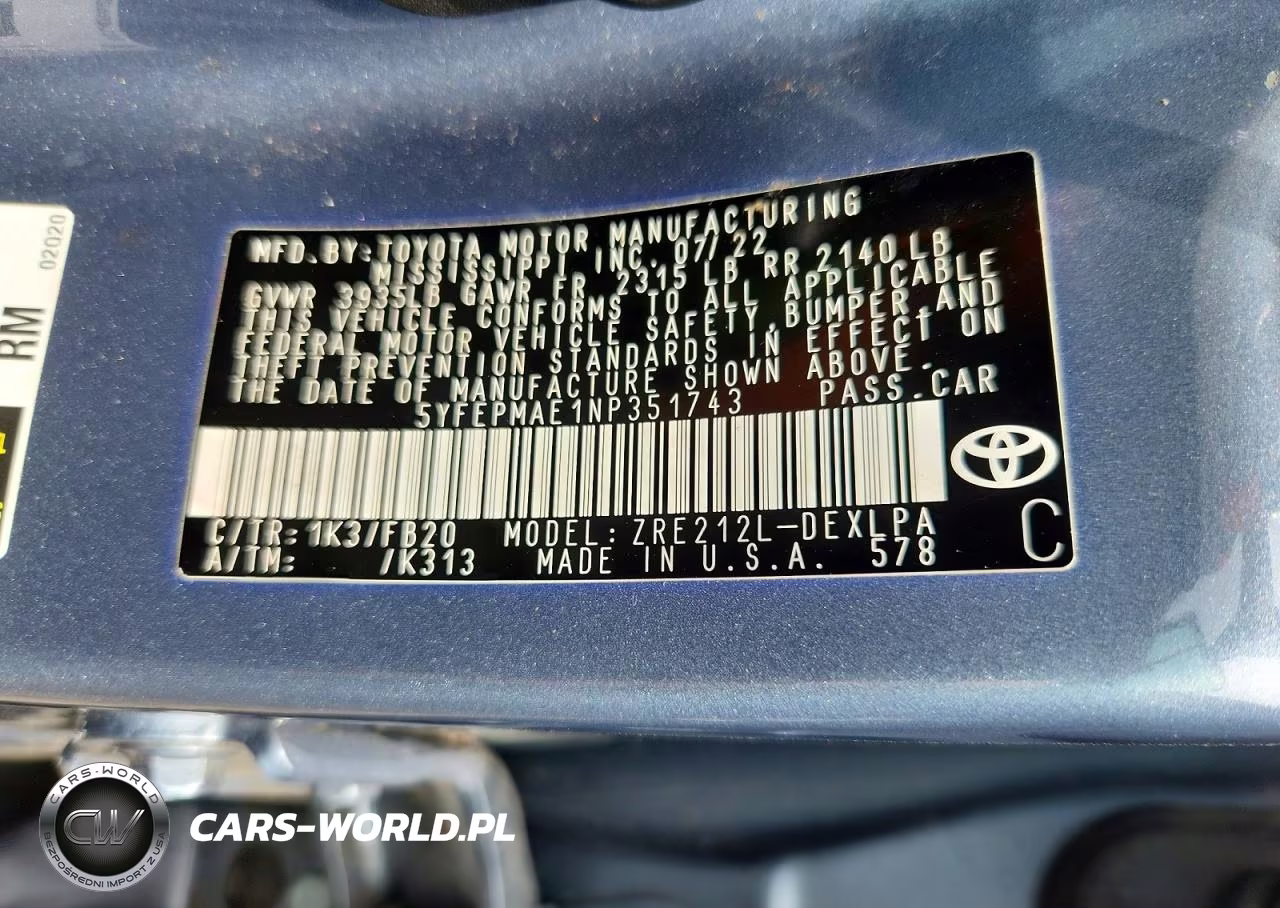 2022 Toyota Corolla Le VIN:5YFEPMAE1NP351743 - 12