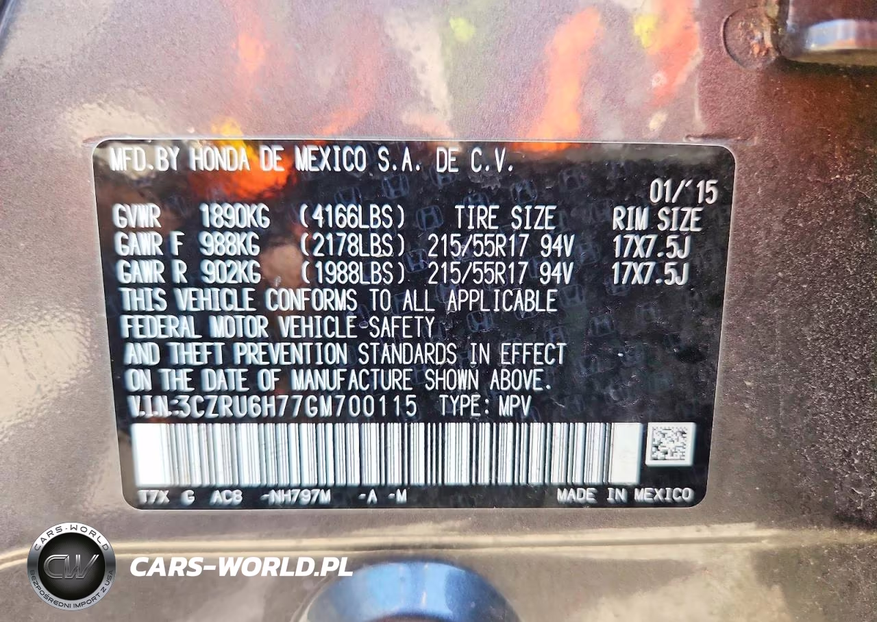 2016 Honda Hr-V Exl VIN:3CZRU6H77GM700115 - 12