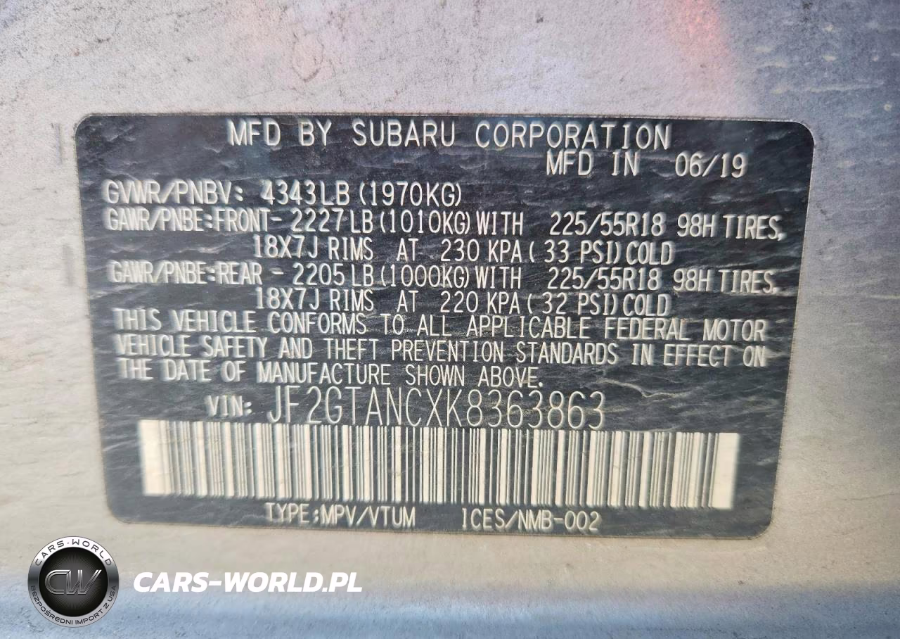 2019 Subaru Crosstrek Limited VIN:JF2GTANCXK8363863 - 14
