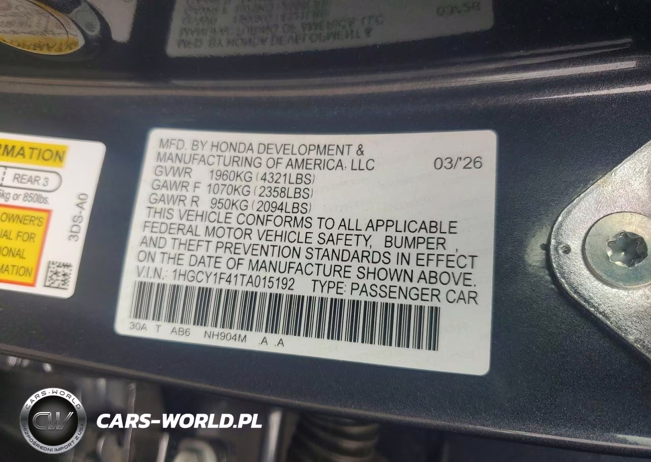 2026 Honda Accord Se VIN:1HGCY1F41TA015192 - 13