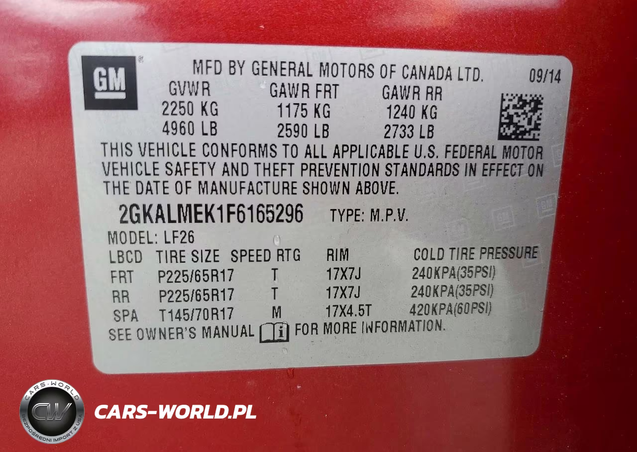 2015 GMC Terrain Sle VIN:2GKALMEK1F6165296 - 12