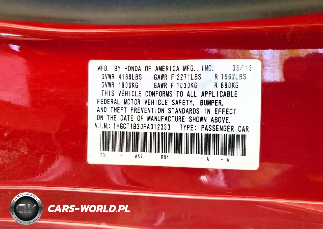 2015 Honda Accord Lx-S VIN:1HGCT1B30FA012333 - 12