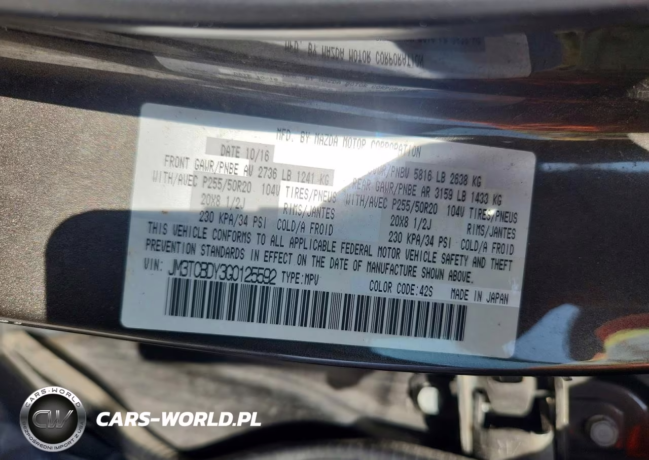 2016 Mazda Cx-9 Grand Touring VIN:JM3TCBDY3G0125592 - 12