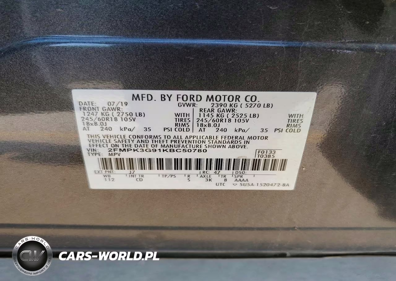 2019 Ford Edge Se VIN:2FMPK3G91KBC50780 - 13