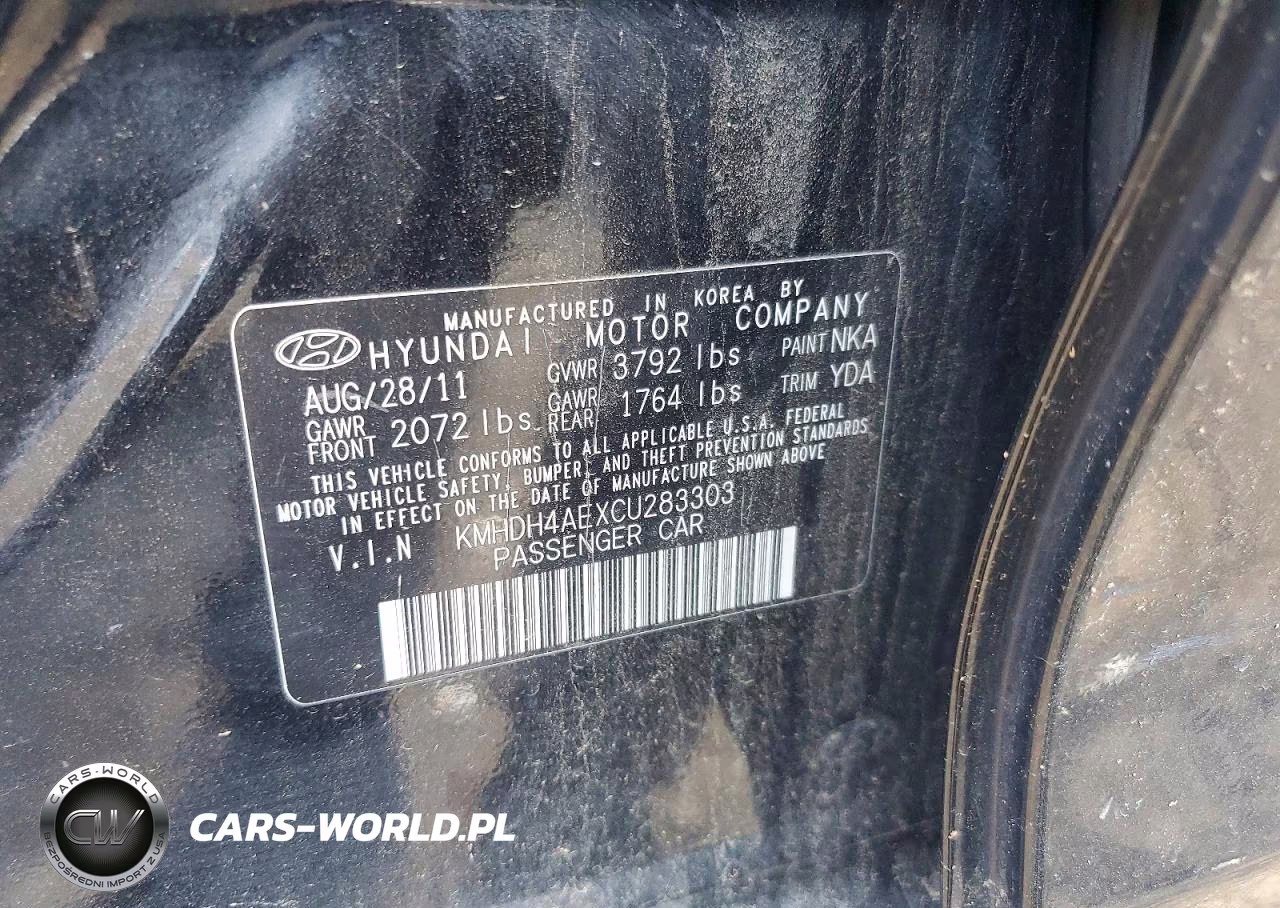 2012 Hyundai Elantra Gls VIN:KMHDH4AEXCU283303 - 12