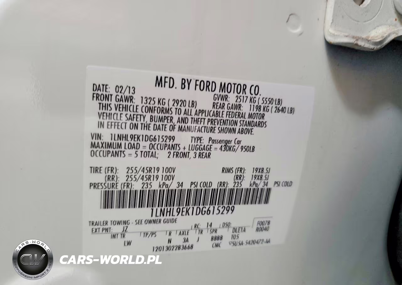 2013 Lincoln Mks VIN:1LNHL9EK1DG615299 - 12