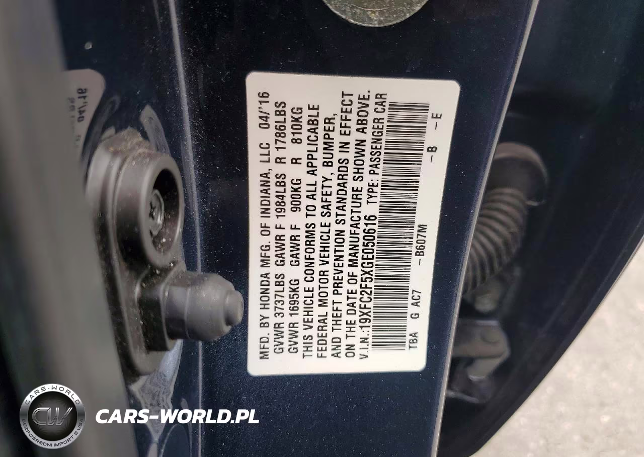 2016 Honda Civic Lx VIN:19XFC2F5XGE050616 - 12