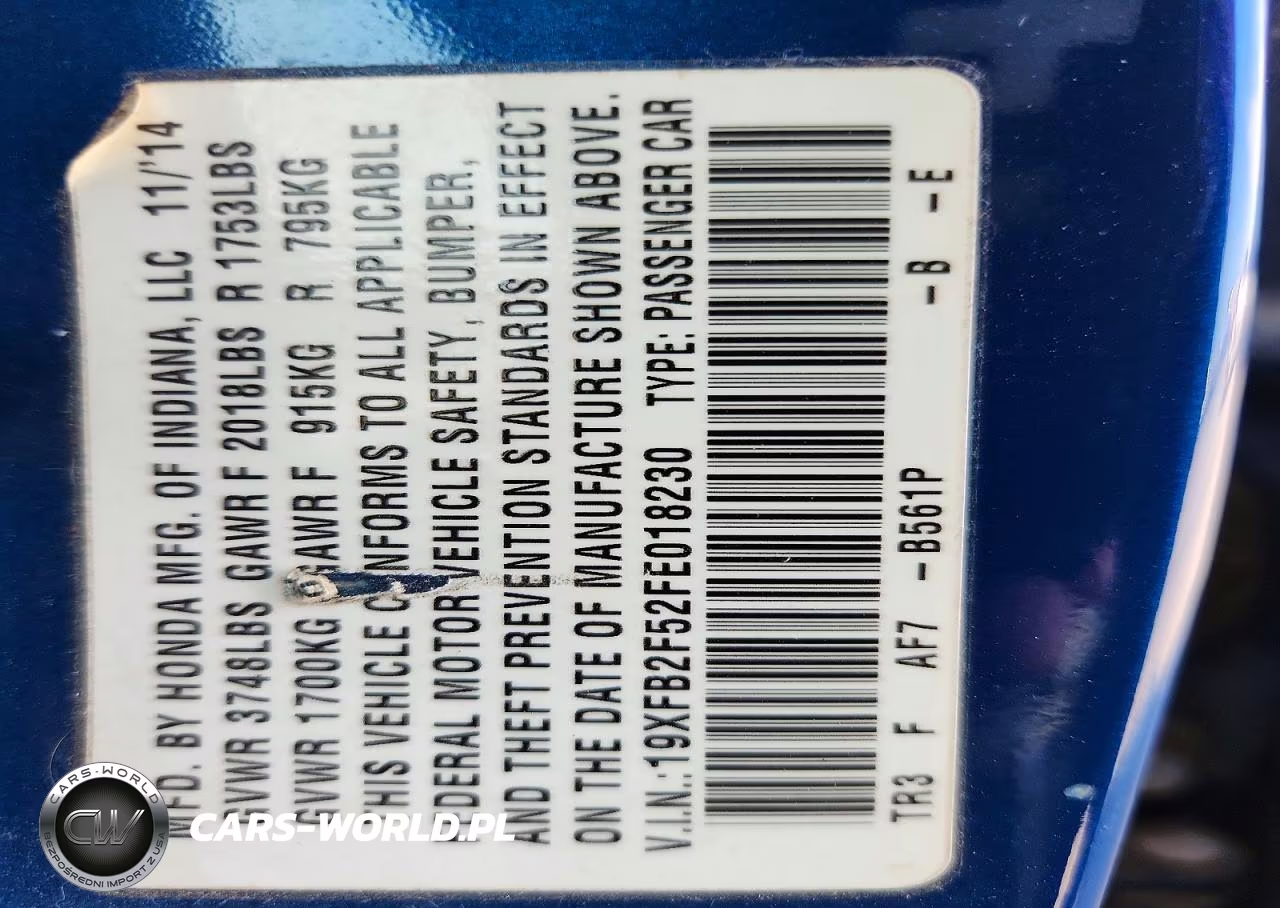 2015 Honda Civic Lx VIN:19XFB2F52FE018230 - 12