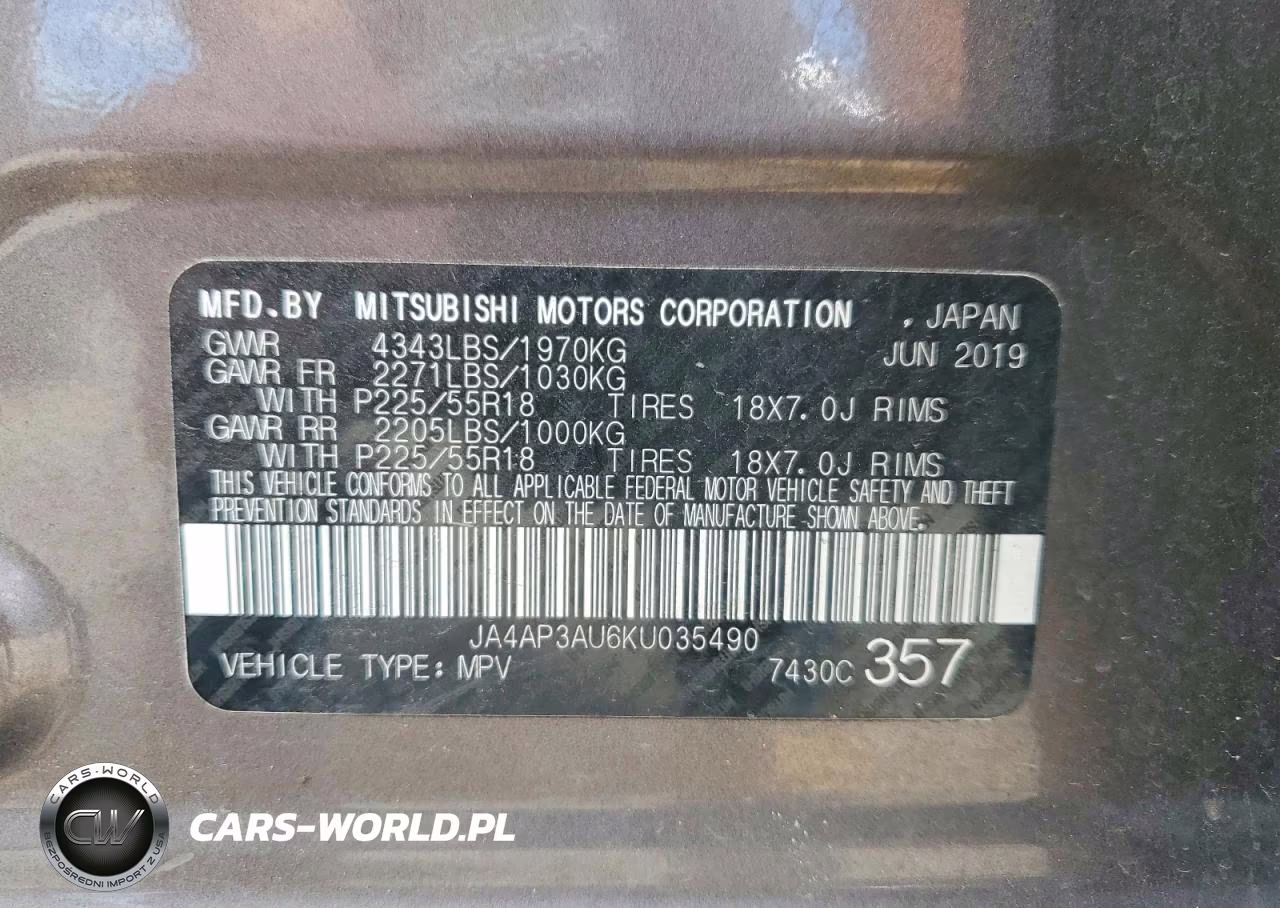 2019 Mitsubishi Outlander Sport Es VIN:JA4AP3AU6KU035490 - 12