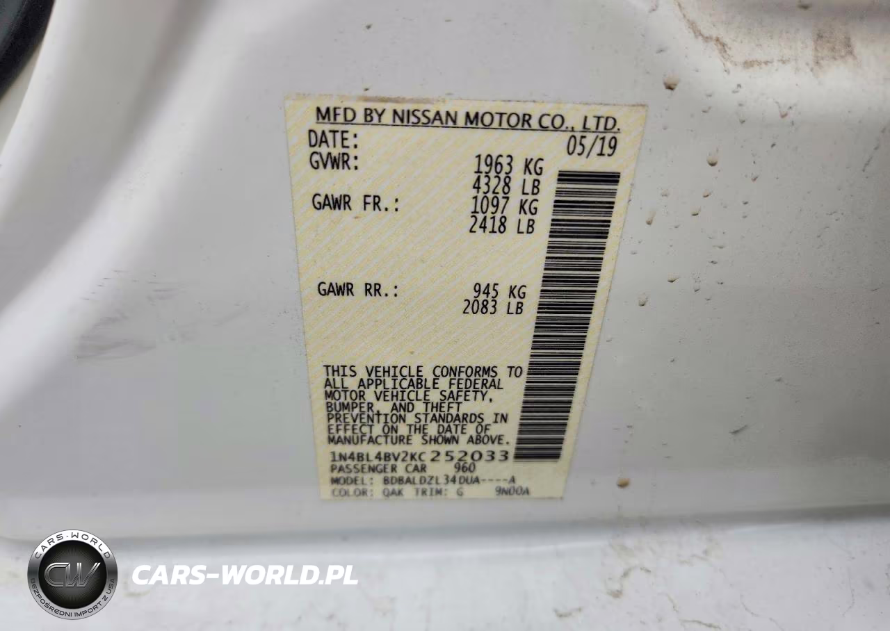 2019 Nissan Altima S VIN:1N4BL4BV2KC252033 - 12