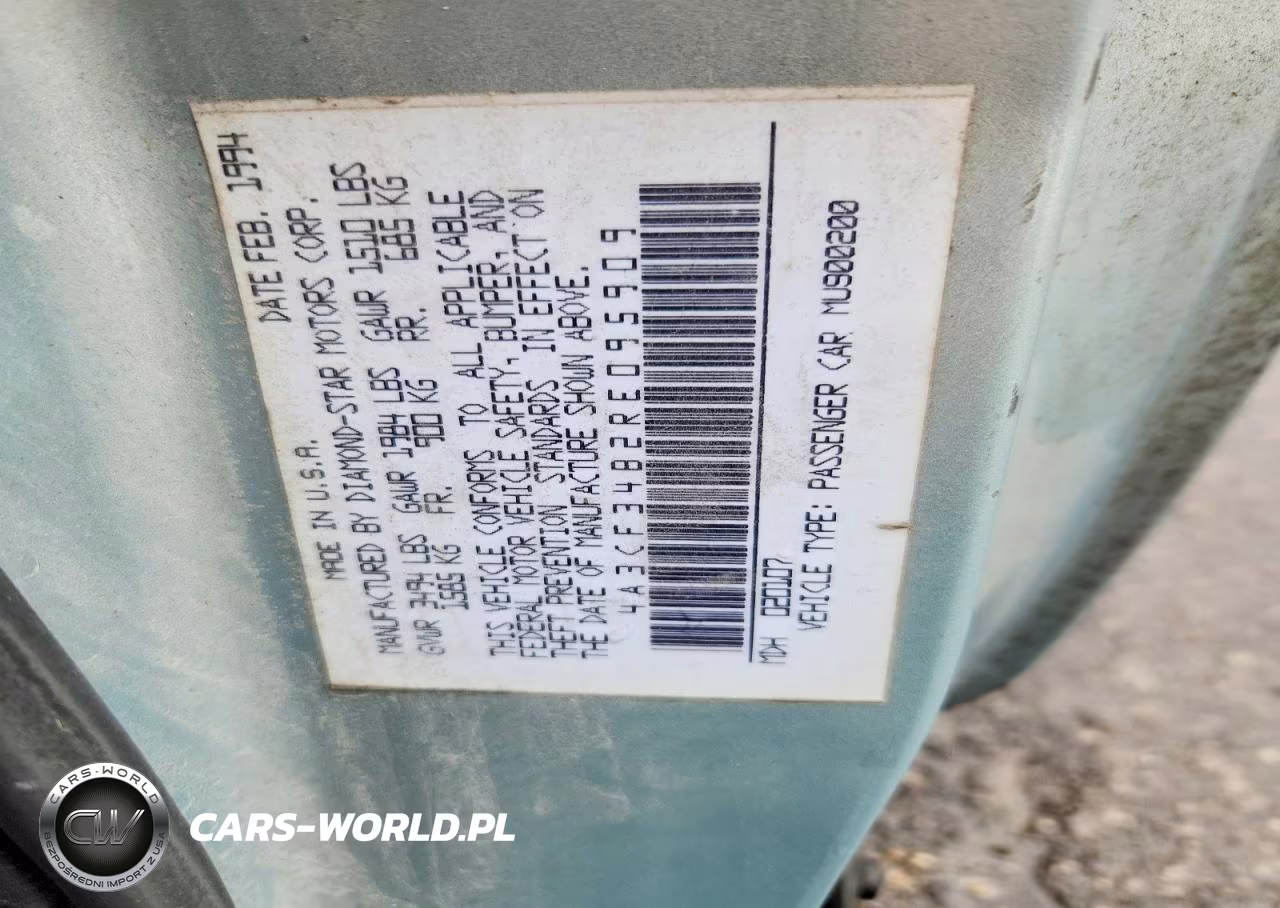 1994 Mitsubishi Eclipse VIN:4A3CF34B2RE095909 - 14
