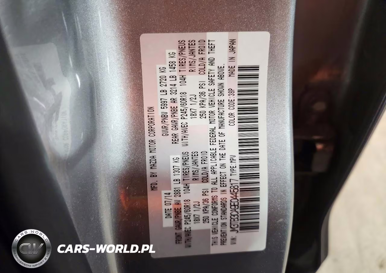 2014 Mazda Cx-9 Touring VIN:JM3TB3CA9E0445817 - 12