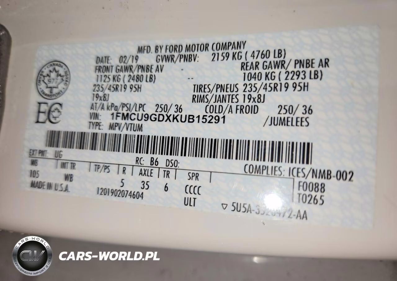 2019 Ford Escape Se VIN:1FMCU9GDXKUB15291 - 13