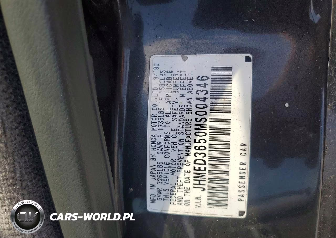 1991 Honda Civic Lx VIN:JHMED3650MS004346 - 12