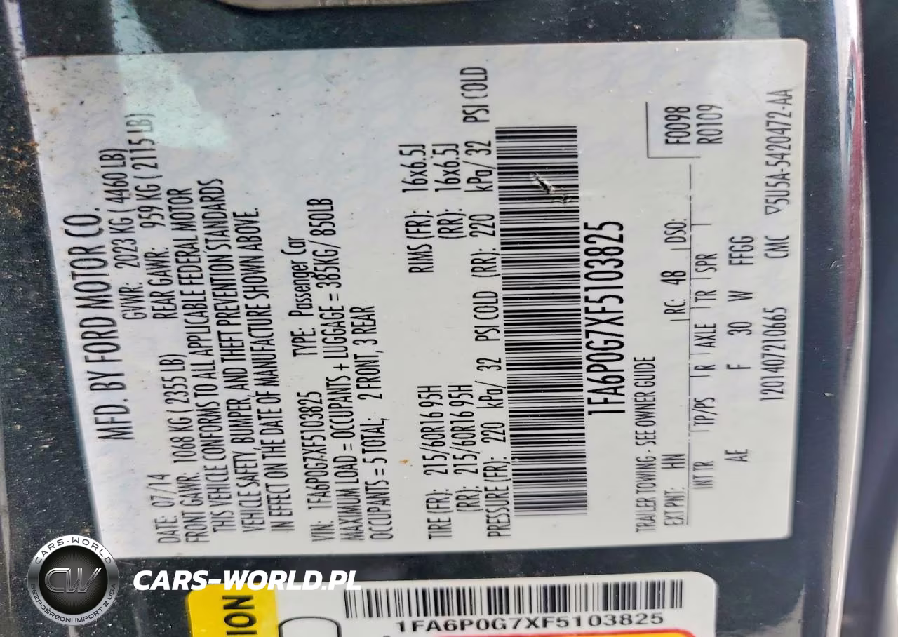 2015 Ford Fusion S VIN:1FA6P0G7XF5103825 - 12
