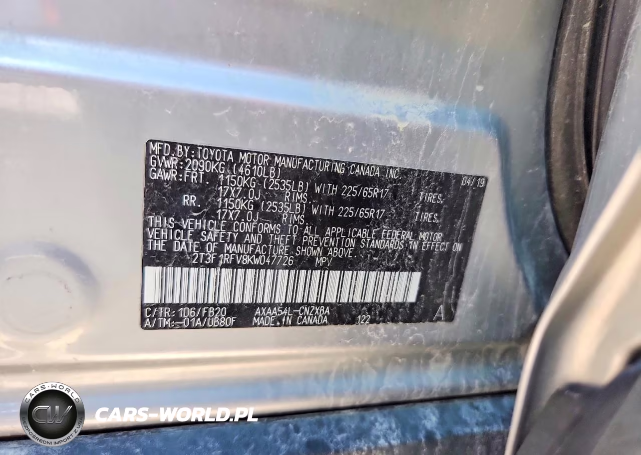 2019 Toyota Rav4 Le VIN:2T3F1RFV8KW047726 - 13