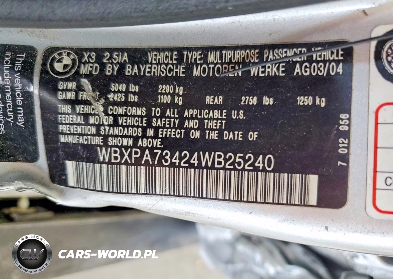 2004 BMW X3 2.5I VIN:WBXPA73424WB25240 - 14