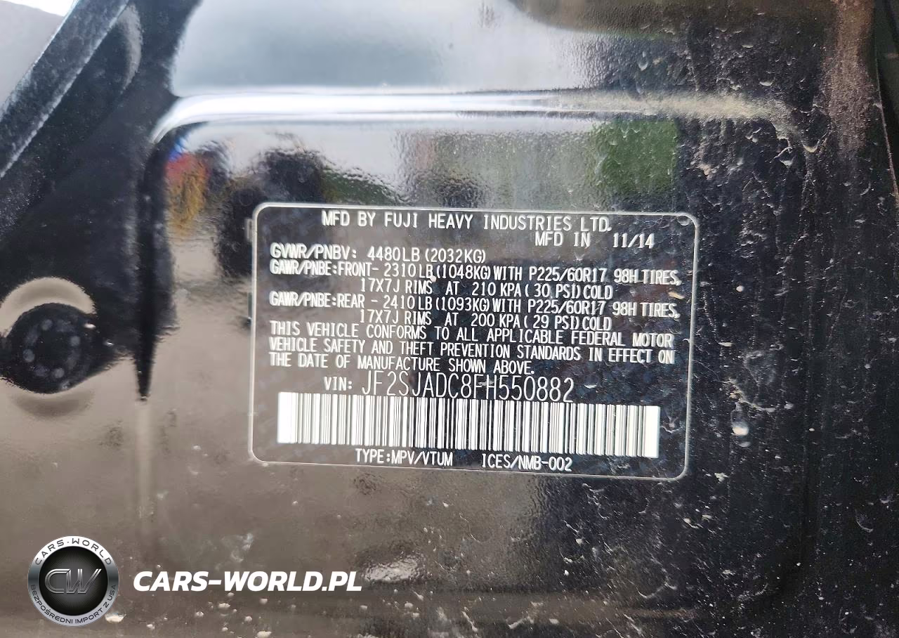 2015 Subaru Forester 2.5I Premium VIN:JF2SJADC8FH550882 - 13