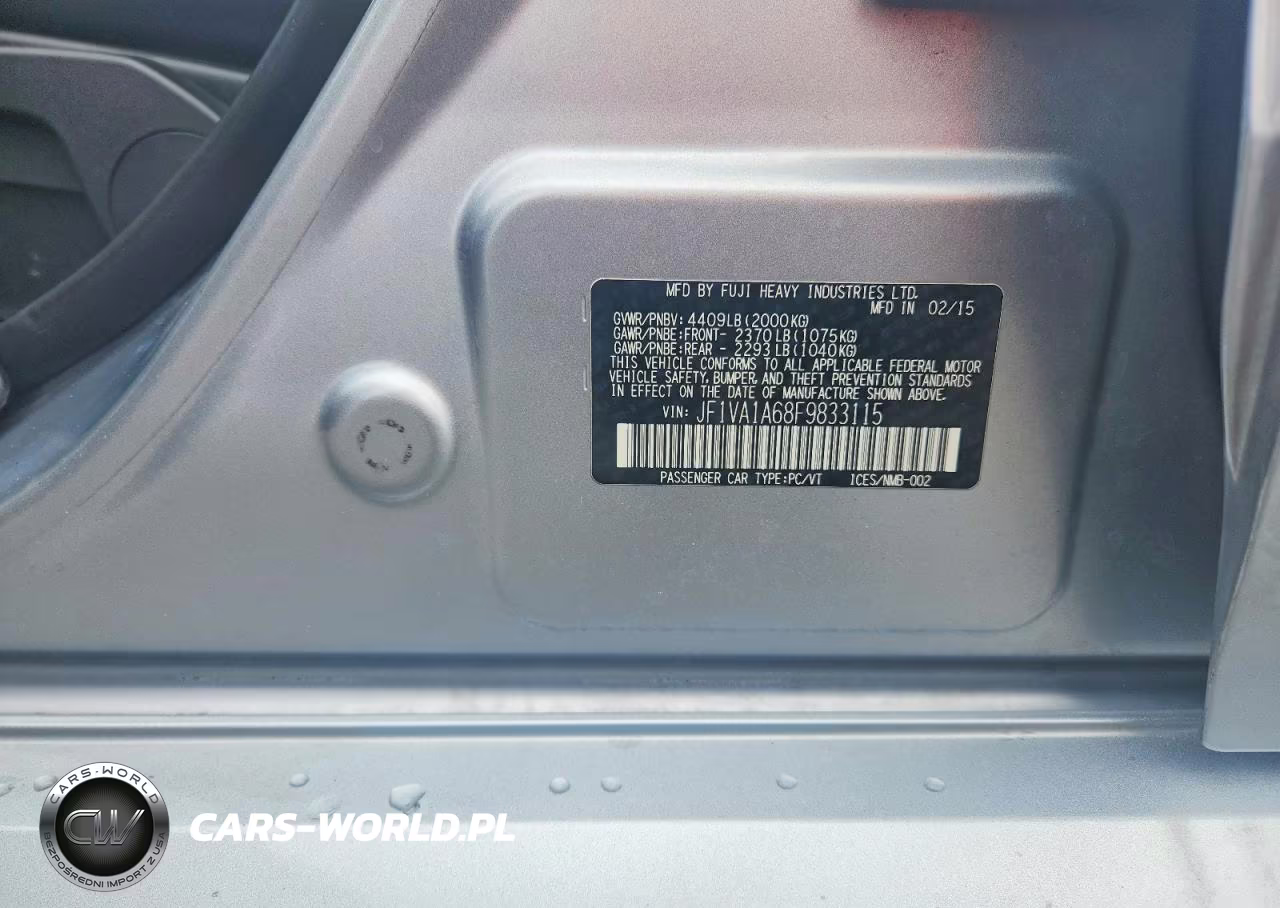 2015 Subaru Wrx VIN:JF1VA1A68F9833115 - 12