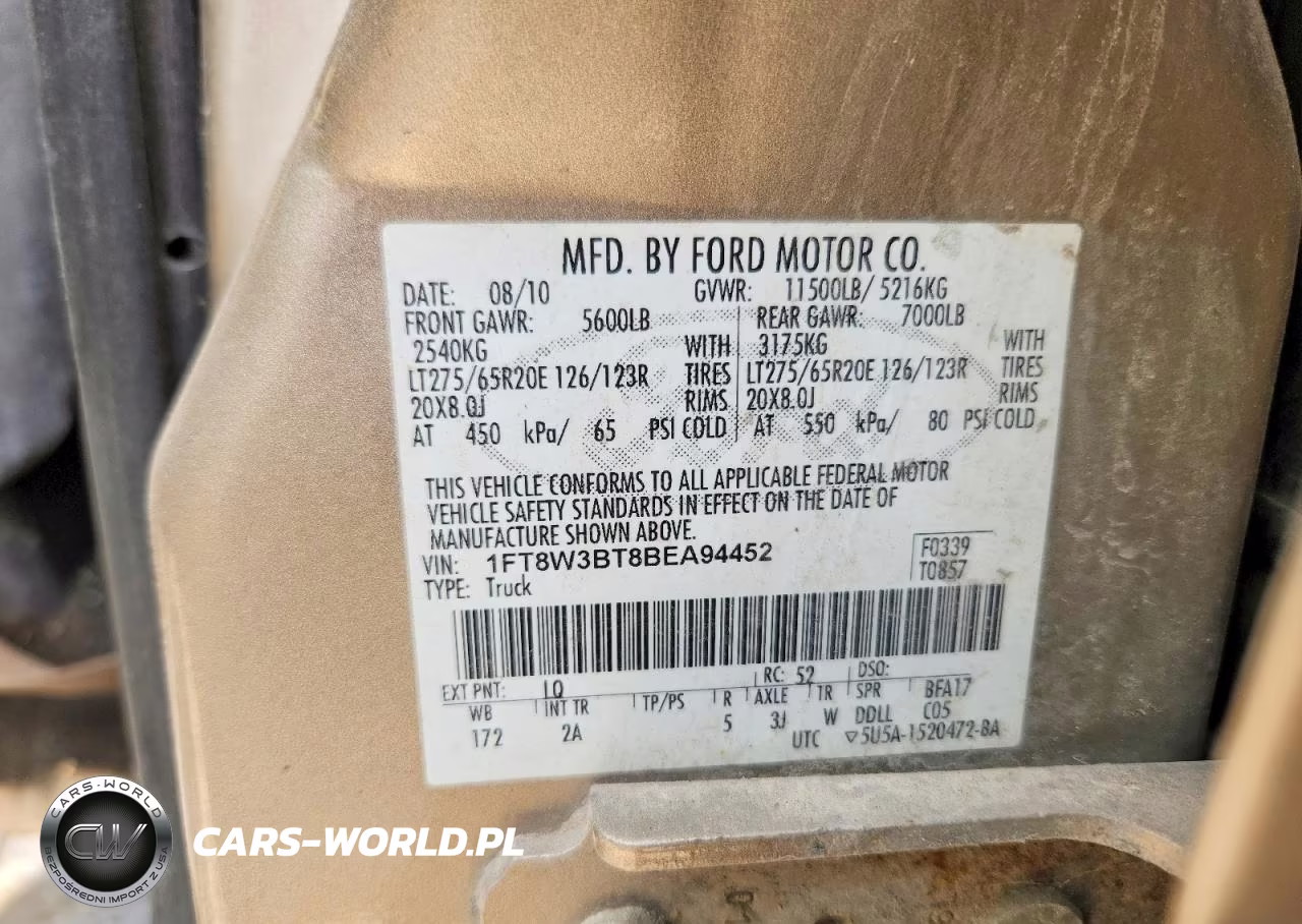 2011 FORD F350 SUPER DUTY VIN:1FT8W3BT8BEA94452 - 13