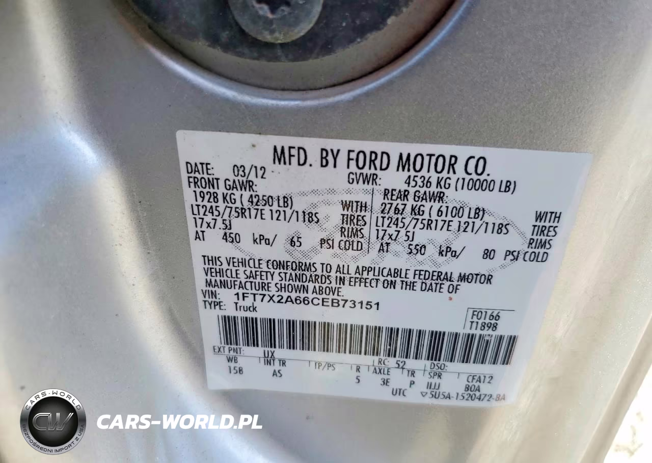 2012 Ford F250 Super Duty VIN:1FT7X2A66CEB73151 - 13