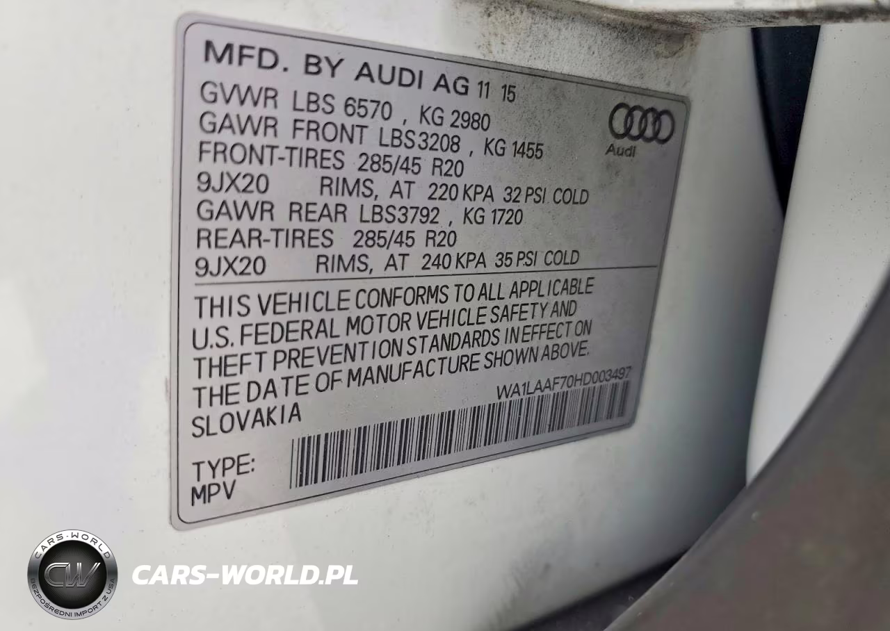 2017 Audi Q7 Premium Plus VIN:WA1LAAF70HD003497 - 13