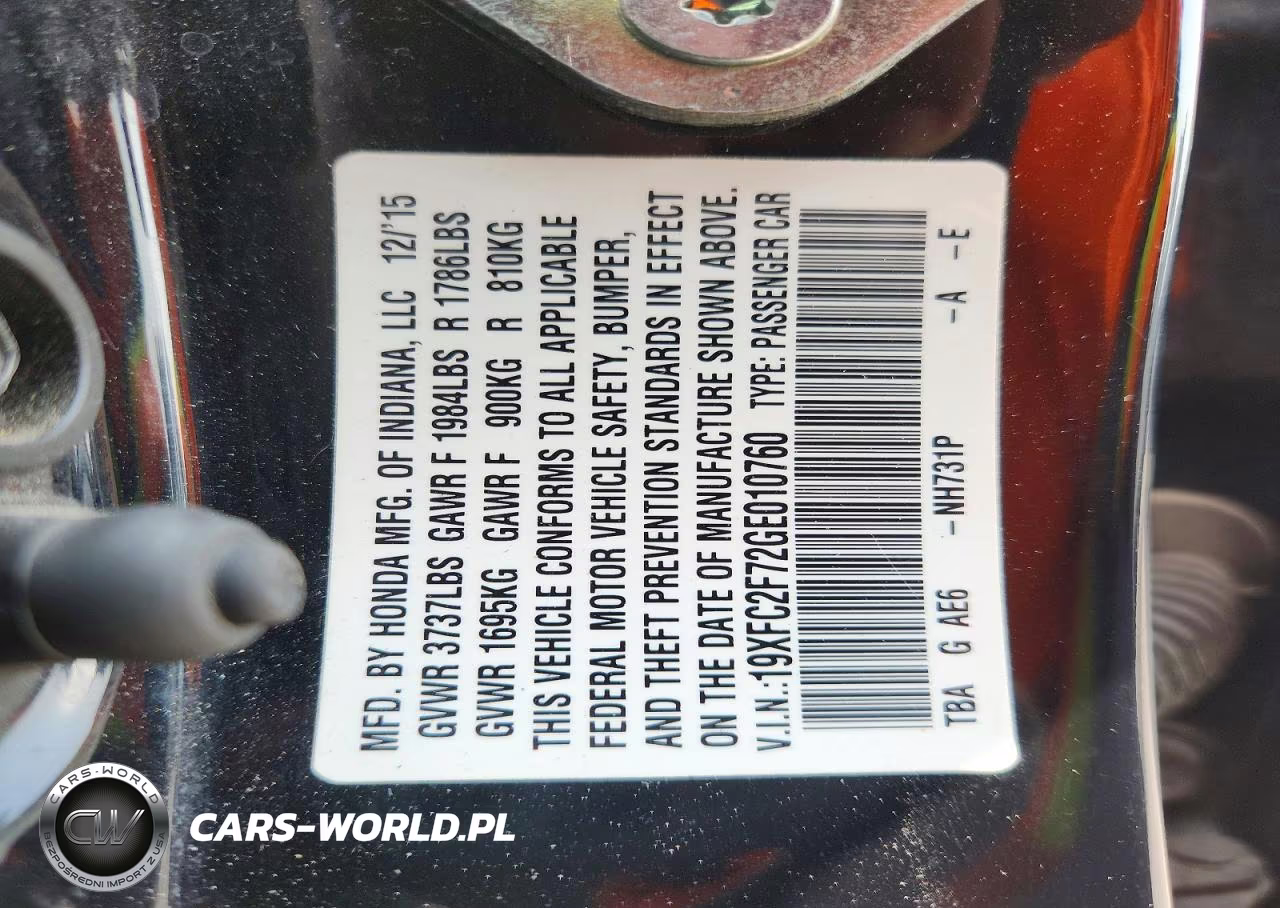 2016 Honda Civic Ex VIN:19XFC2F72GE010760 - 12