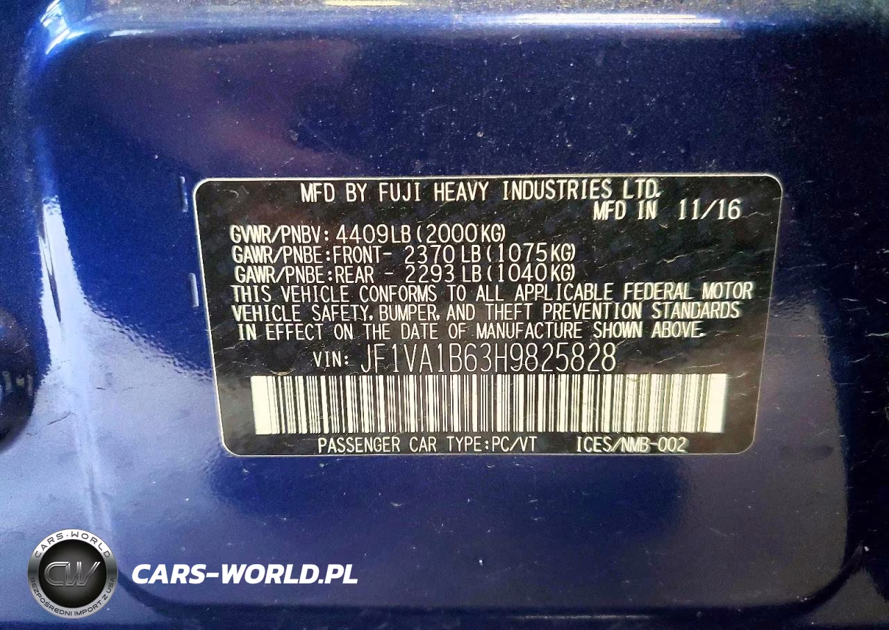 2017 Subaru Wrx VIN:JF1VA1B63H9825828 - 12